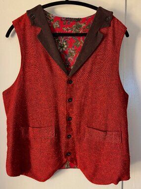 Vintage Unisex Red Vest Full Lined US L Folkwear